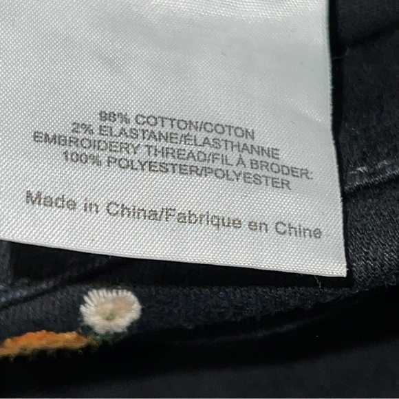 Tory Burch Brindle Black Floral Embroidered Jeans - Picture 7 of 8